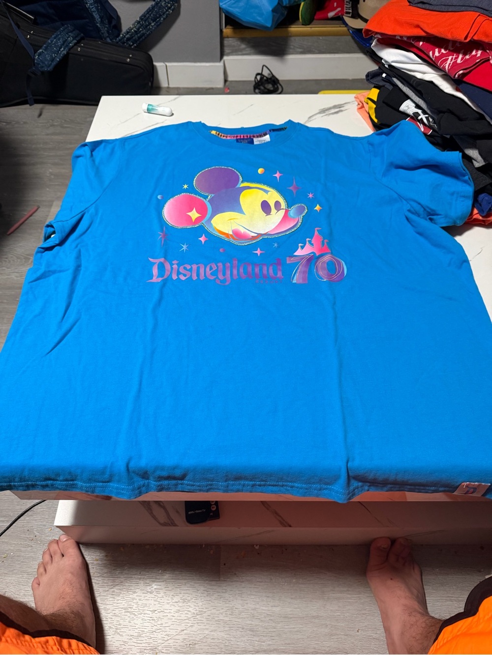 Disney Bright Blue Disneyland 70 Mickey Graphic Tee - Neon Accents